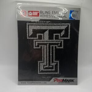 NCAA Texas Tech Double T Bling Emblem Adhesive Decal Rhinestone Team Promark